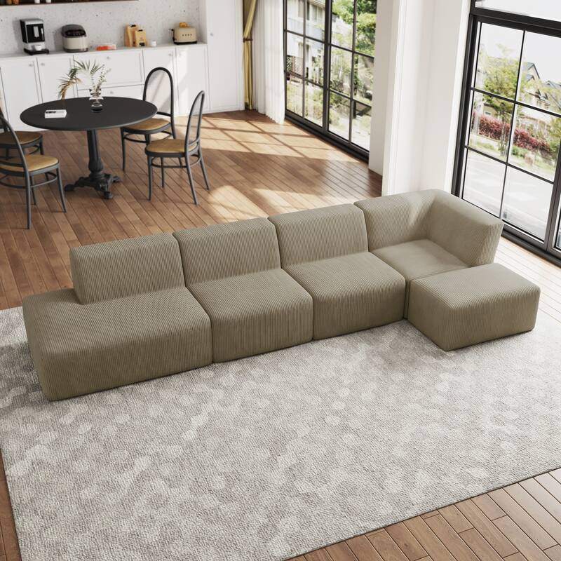 Oversized Corduroy Modular Sectional Fabric Sofa Set