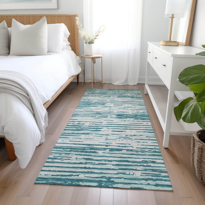 Machine Washable Indoor/ Outdoor Ombre Chantille Abstract Rug
