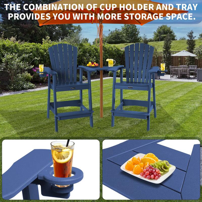 Vrakae Tall Adirondack Bar Stool Chair with Cup Holder