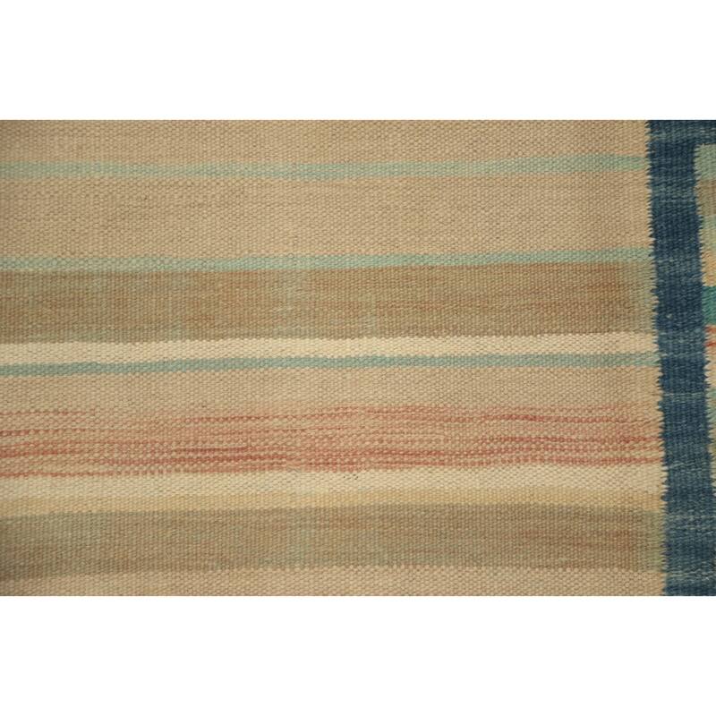 Hand Woven Oriental 100% Wool Carpet Southwestern Tribal Multi-Colored Kilim Runner Rug - 11' 5'' X 2' 5''
