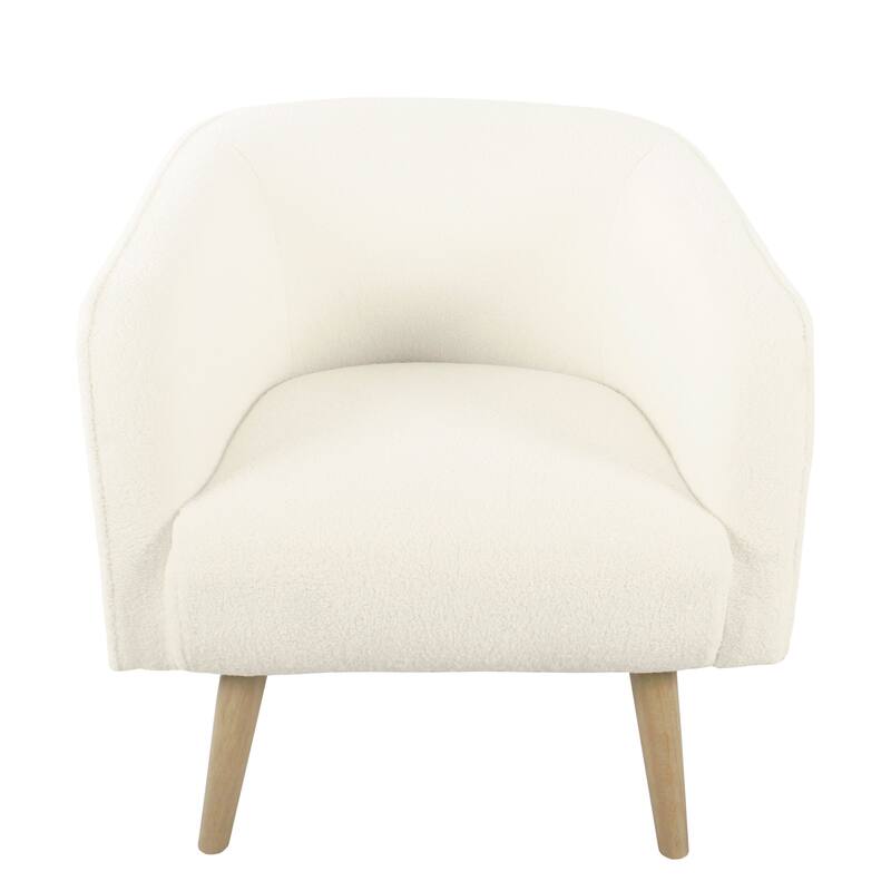 HomePop Sherpa Accent Chair with Wood Legs - Cream