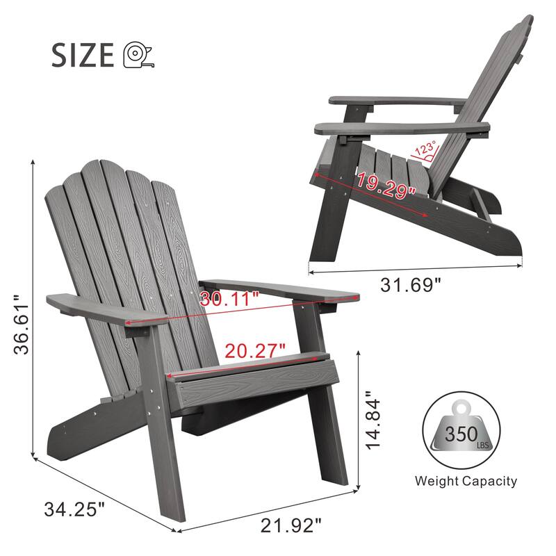 OVIOS Plastic Wood Adirondack Outdoor Patio Chair Set of 2