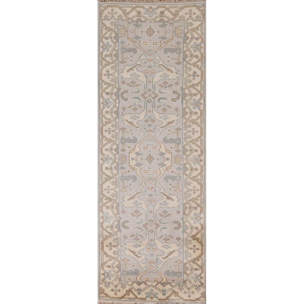 Transitional Oushak Oriental Runner Rug Handmade Wool Carpet - 2'7"x 8'3"