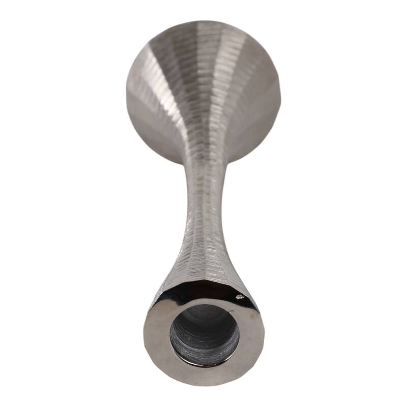 Glam Metal and Wood Taper Candle Holder Sculptural Silhouette MDF Base