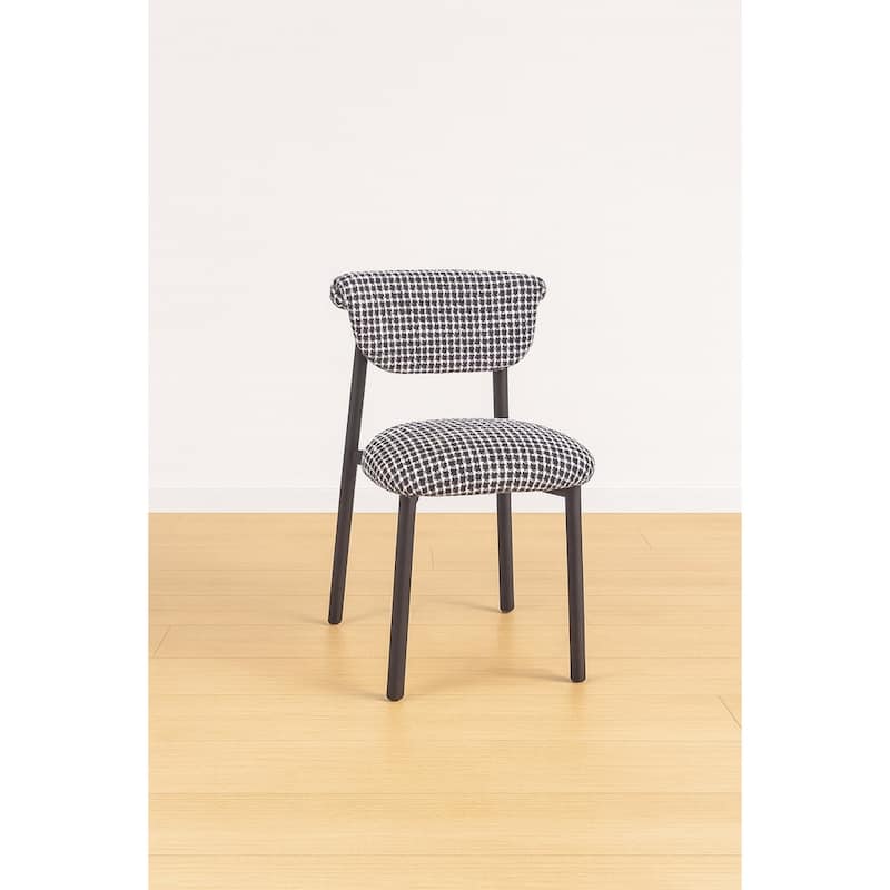 Houndstooth Upholstered Wood-look Metal Frame 2pc Dining Chairs