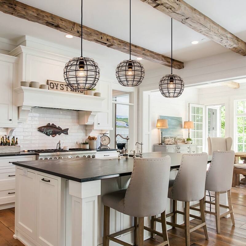 9.84 in. Industrial Clear Grid Glass Pendant Light