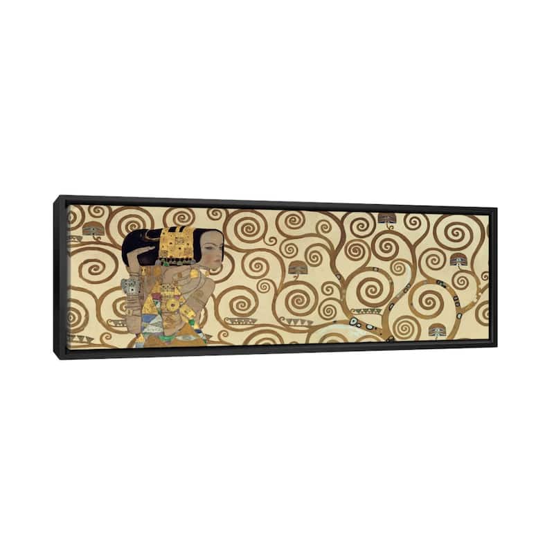 iCanvas "Expectation, Horizontal" by Gustav Klimt Framed Canvas Print - 16x48 - Black