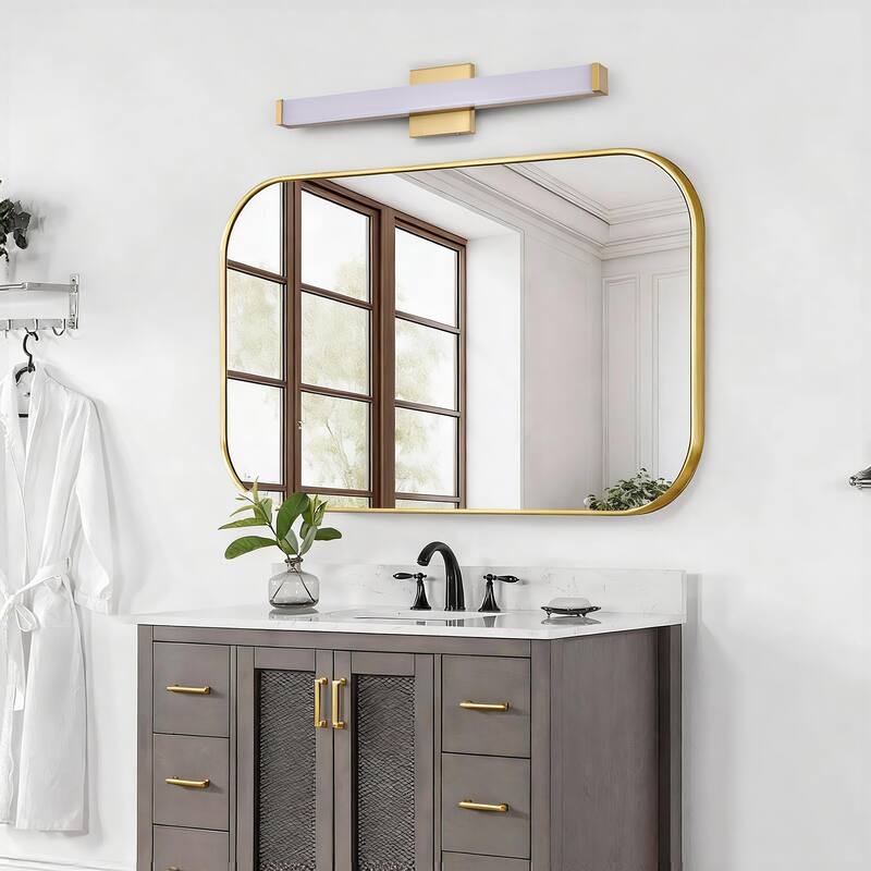 Modern Integrated LED Vanity Light Bar - 6 Variants (24in/30in, Matte Black/Brushed Nickel/Gold), 3000K, Damp Rated for Bathroom