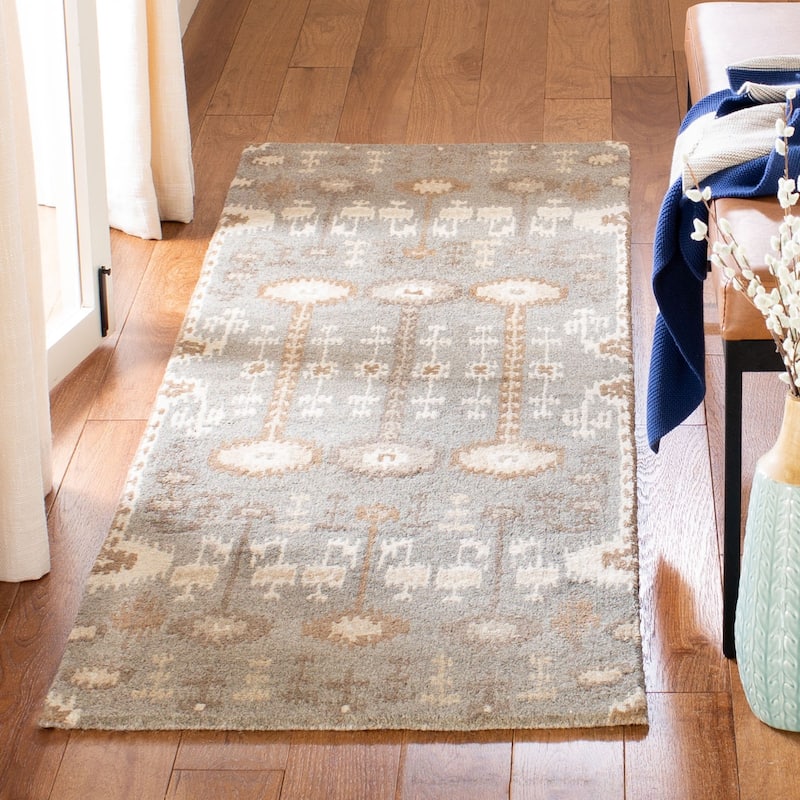 SAFAVIEH Handmade Wyndham Linette Modern Wool Rug - 2'3" x 9' Runner - Natural/Multi