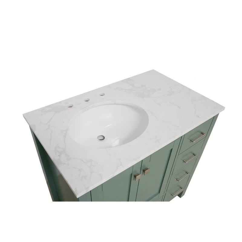 KitchenBathCollection Horizon 36" Bathroom Vanity with Engineered Carrara Top