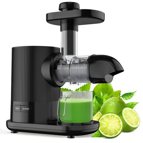 slide 2 of 2, Gymax Horizontal Juicer Machine Cold Press Slow Masticating Juice Extractor Black