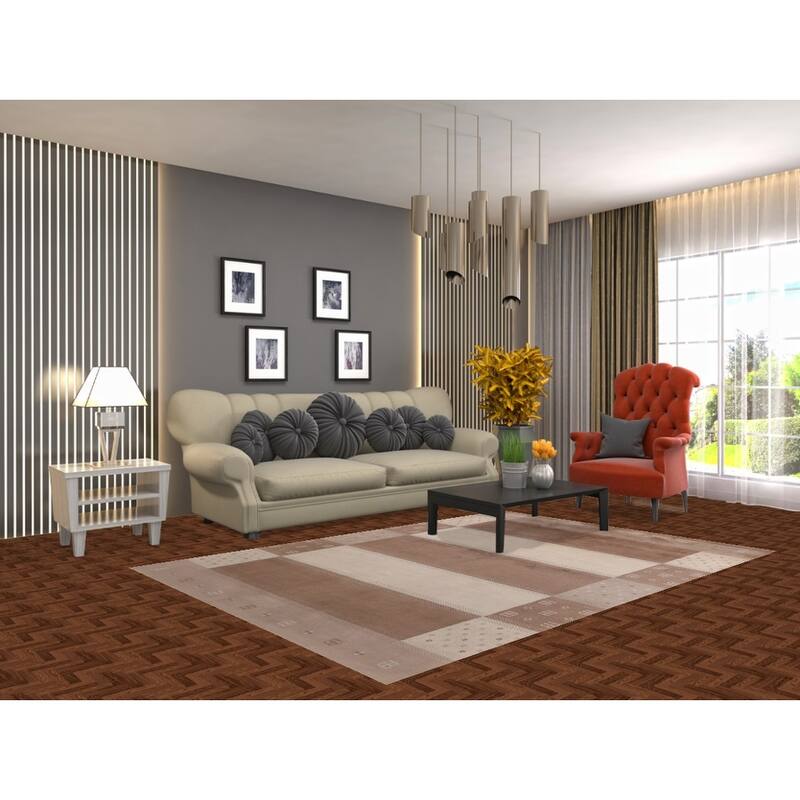 Gabbeh Indian Area Rug Handmade Brown Modern Wool Carpet - 5'4" x 7'8"