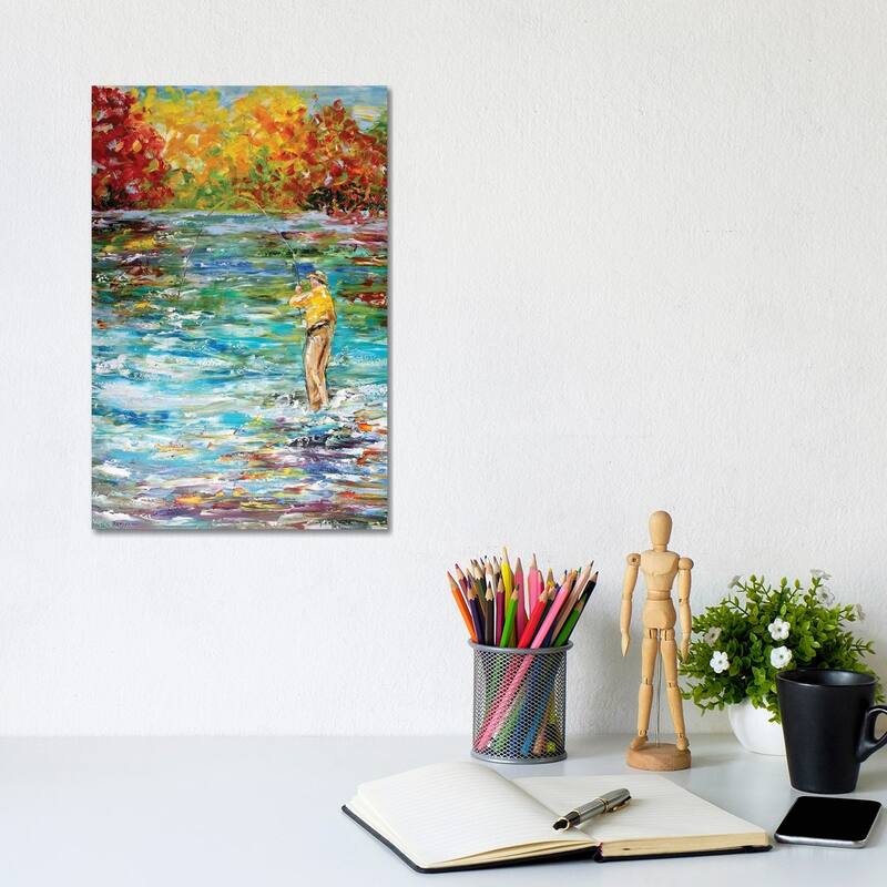 iCanvas "Fly Fishing" by Karen Tarlton Canvas Print - 12x8x0.75