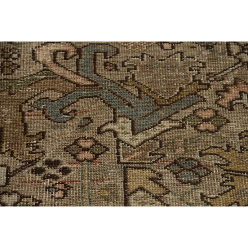 Hand Knotted Oriental 100% Wool Carpet Traditional Geometric Brown Heriz Area Rug - 10' 7'' X 7' 2''