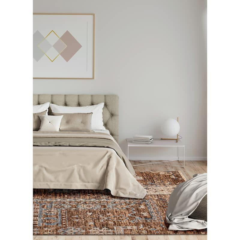 ECARPETGALLERY Hand-knotted Mystique Brown Wool Rug - 6' 6" x 9' 11"