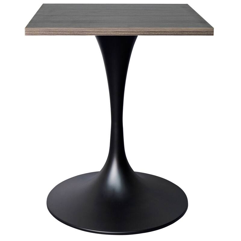 Verve 24 in. Wide Dining Table Square MDF Wood Tabletop in Black Stainless Steel Pedestal Base Accent Kitchen Table - Dark Maple