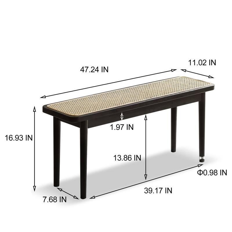 Modern Solid Oak Wood Dining Bench for Bedroom, Entryway, Living Room