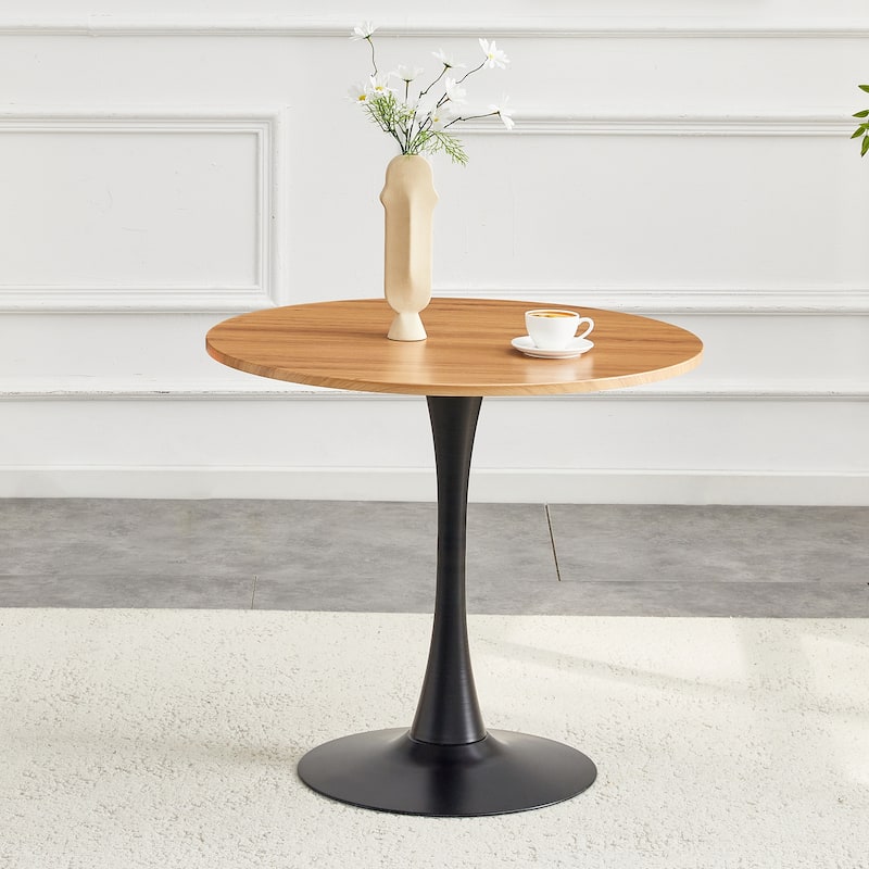 Round Dining Table, 31.5" Circle Tulip Table with Thickened Tabletop & Metal Pedestal, Mid Century Modern Bistro Table