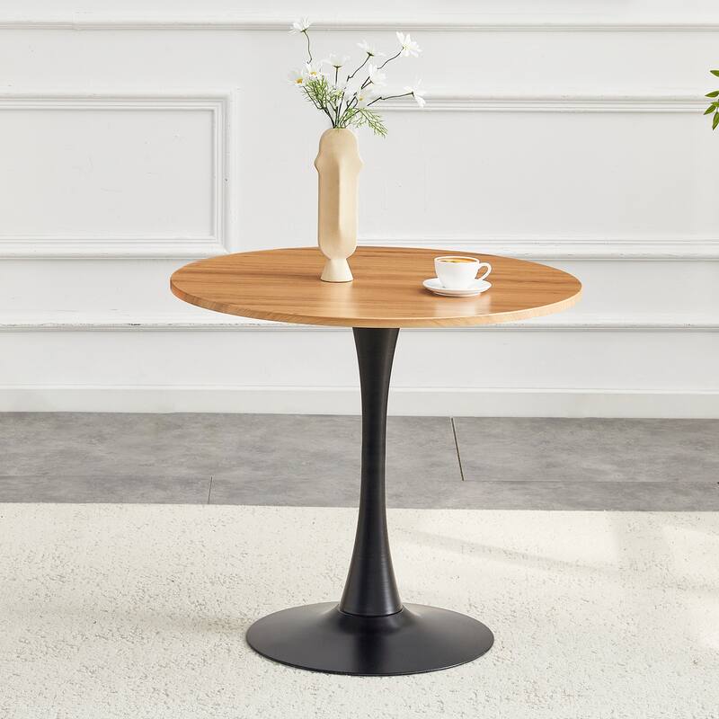 Round Thickened Table Top Coffee Table, Metal Pedestal Side Table Modern Bistro Table