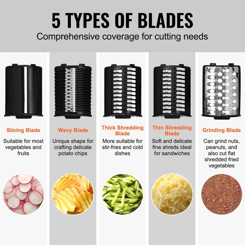 VEVOR Electric Grater Salad Maker Electric Vegetable Slicer Shredder Chopper for Fruits Food Cutter for Vegetables and Cheeses