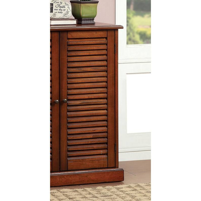 Transitional Style Oak Shoe Rack Cabinet with Adjustable Shelves and Louver Doors, Ideal for Hallway or Entryway Organization