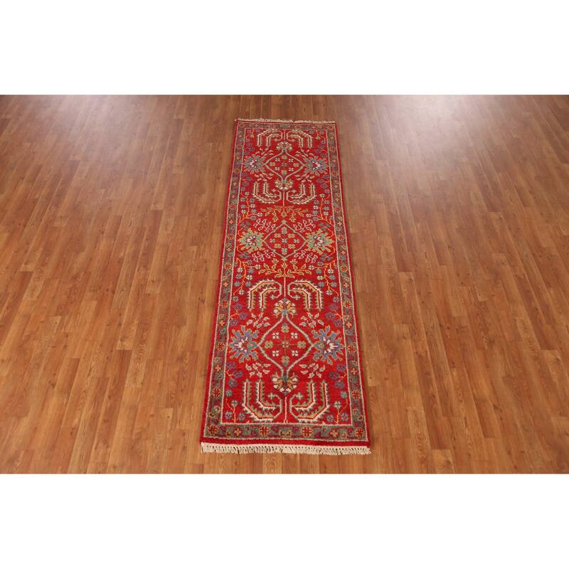 Red Heriz Serapi Indian Runner Rug Handmade Wool Carpet - 2'6" x 7'11"