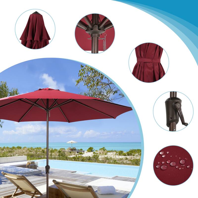Outdoor 11’ Patio Umbrella with Crank, Base Included