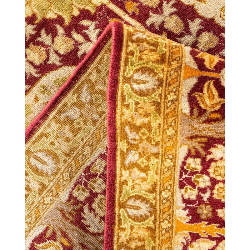 Overton Hand Knotted Wool Traditional Oriental Purple Area Rug - 6' x 9'