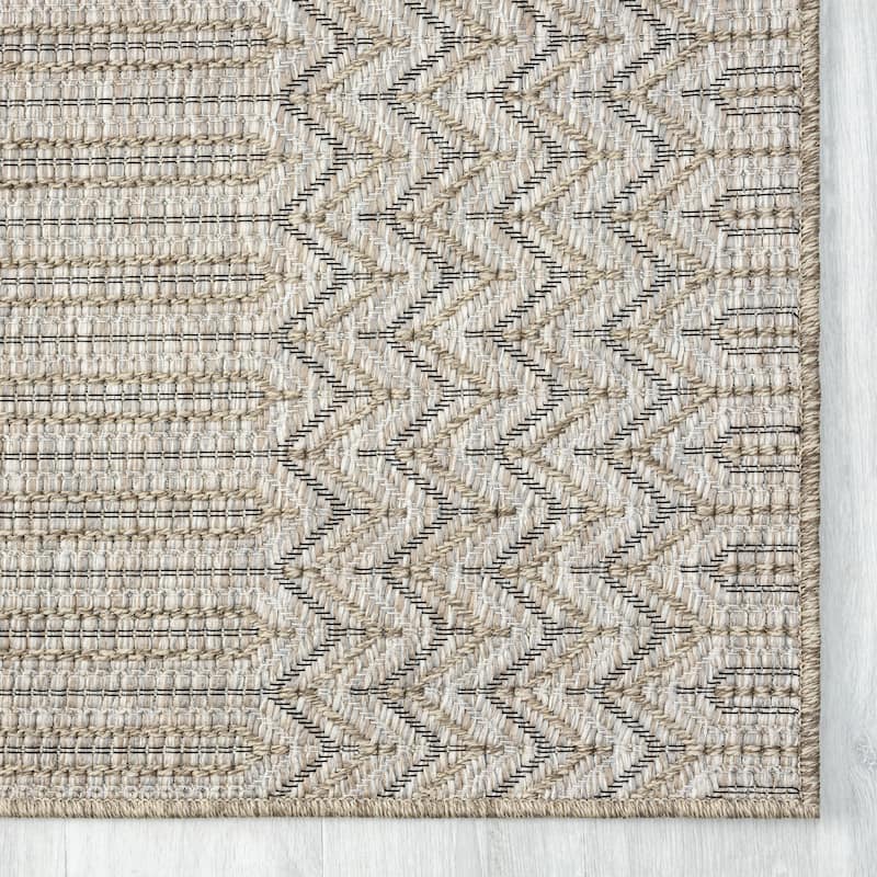 Sevita Modern Chevron Brown Indoor Outdoor Area Rug