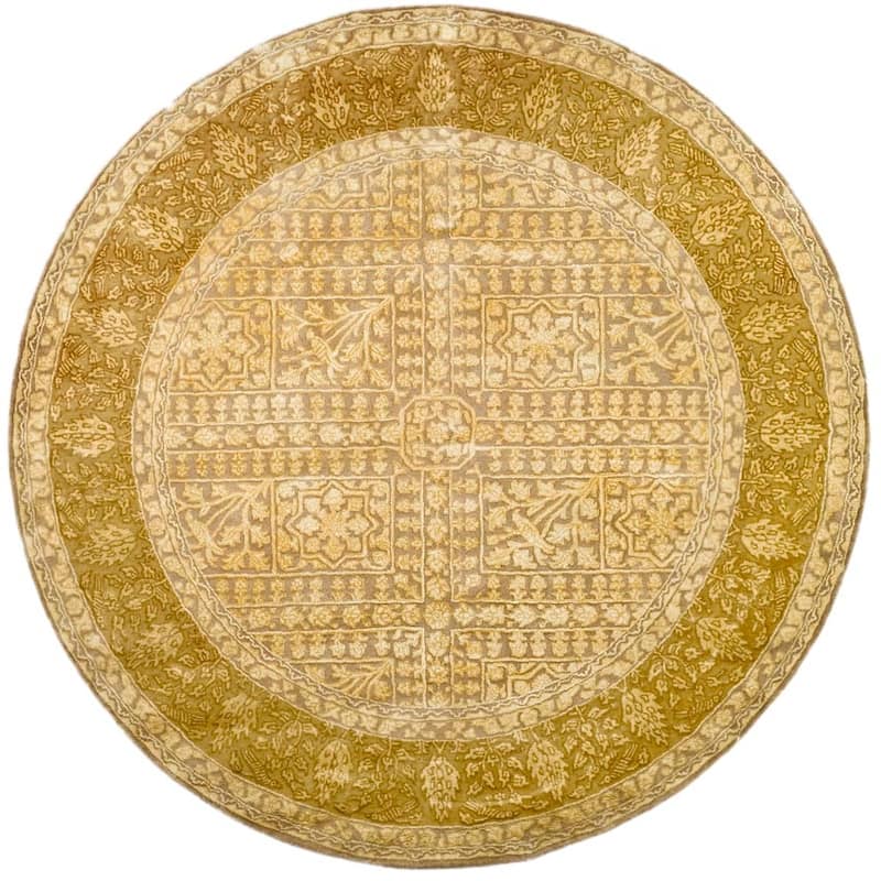 SAFAVIEH Handmade Silk Road Katarina Traditional Oriental Wool Rug - 3'6" Round - Beige/Light Gold
