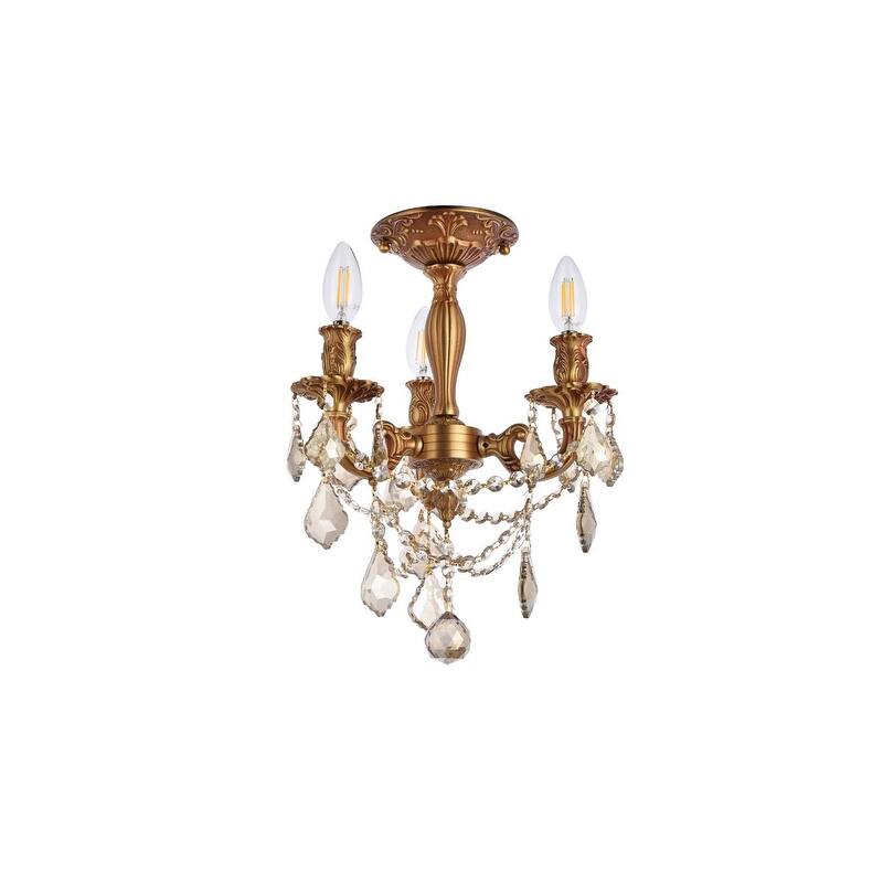 Somette Lugano 3-light Royal Cut Crystal and French Gold Flush Mount