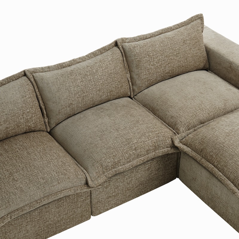 Chenille No Assembly Modular Sectional Sofa Cloud Couch with Ottoman