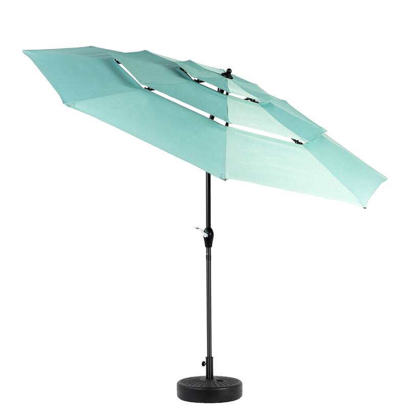 9.64 ft. Steel Market Outdoor Patio Umbrella with 8 Ribs, 3 Tier Auto-tilt Umbrella, (Base Not Included)