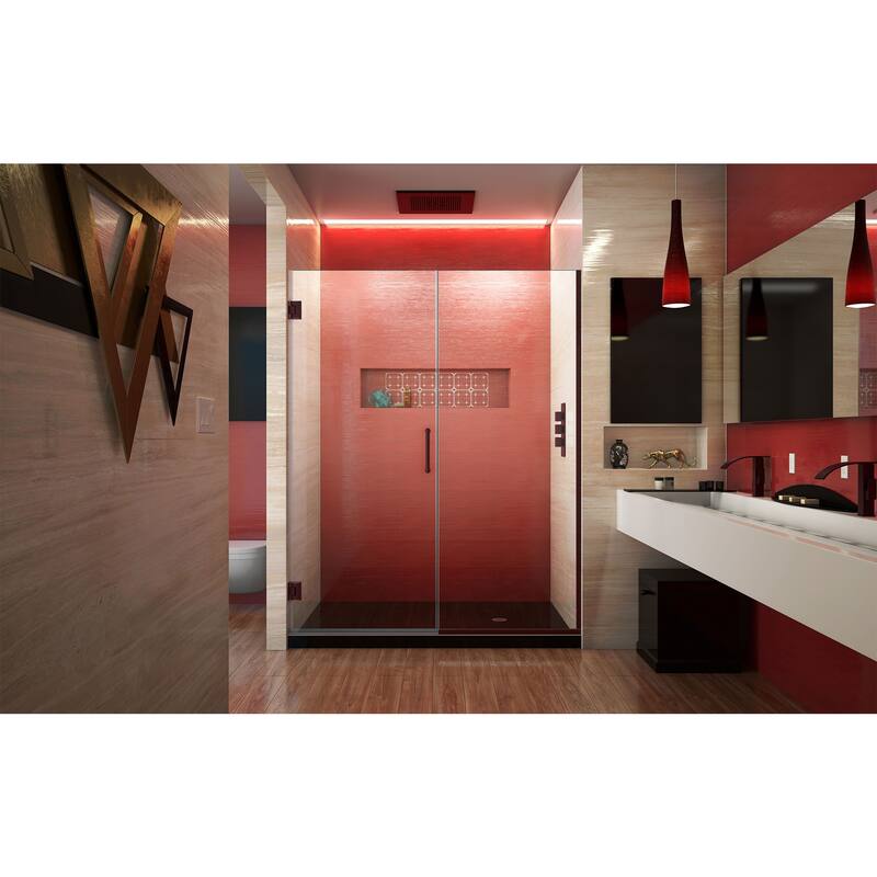 DreamLine Unidoor Plus 54-54 1/2 in. W x 72 in. H Frameless Hinged Shower Door - 54" - 54.5" W