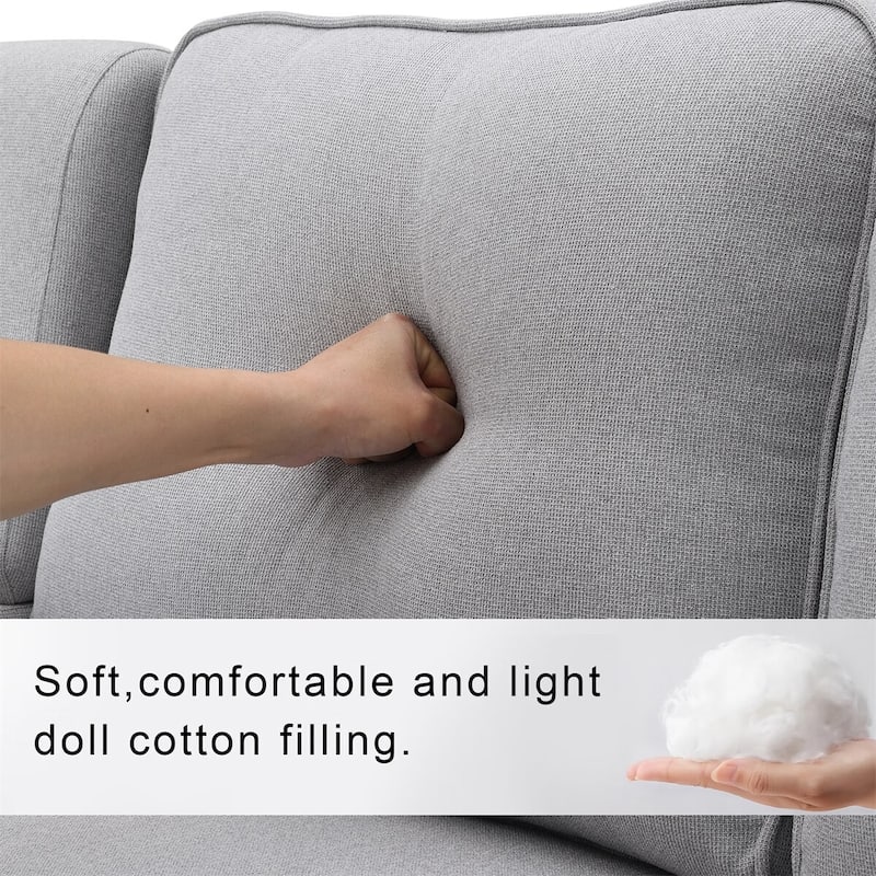 Merax 114.2" Upholstered Sofa with Console, 2 Cupholders and 2 USB Ports Wired or Wirelessly Charged