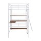preview thumbnail 14 of 12, Twin Metal Loft Kids Bed Frame with Desk, Shelves, and Guardrails, White