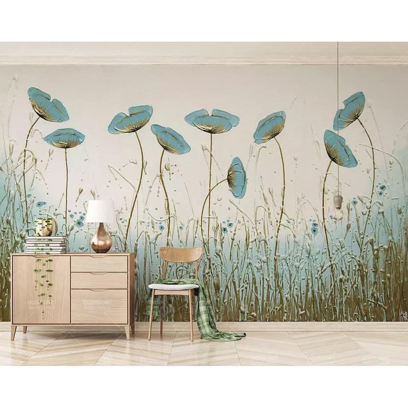 GK Wall Design Floral Poppy Flower Removable Wallpaper
