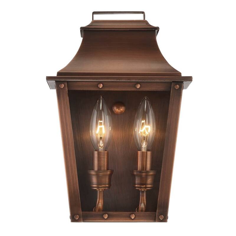 2-Light Pocket Wall Lantern Asian Design with Tapered Glass Shades - 5.25” x 7.50” x 11.50”