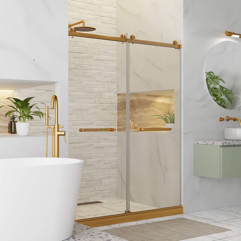Fine Fixtures Frameless Clear Sliding Bathroom Shower Door