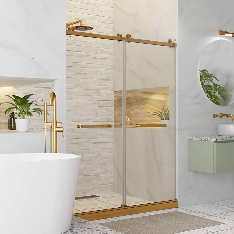 Fine Fixtures Frameless Clear Sliding Bathroom Shower Door