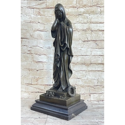Weeping Crying Virgin Mary Bronze Statue Sculpture Figure Decor 18 Inches X 6 Inches