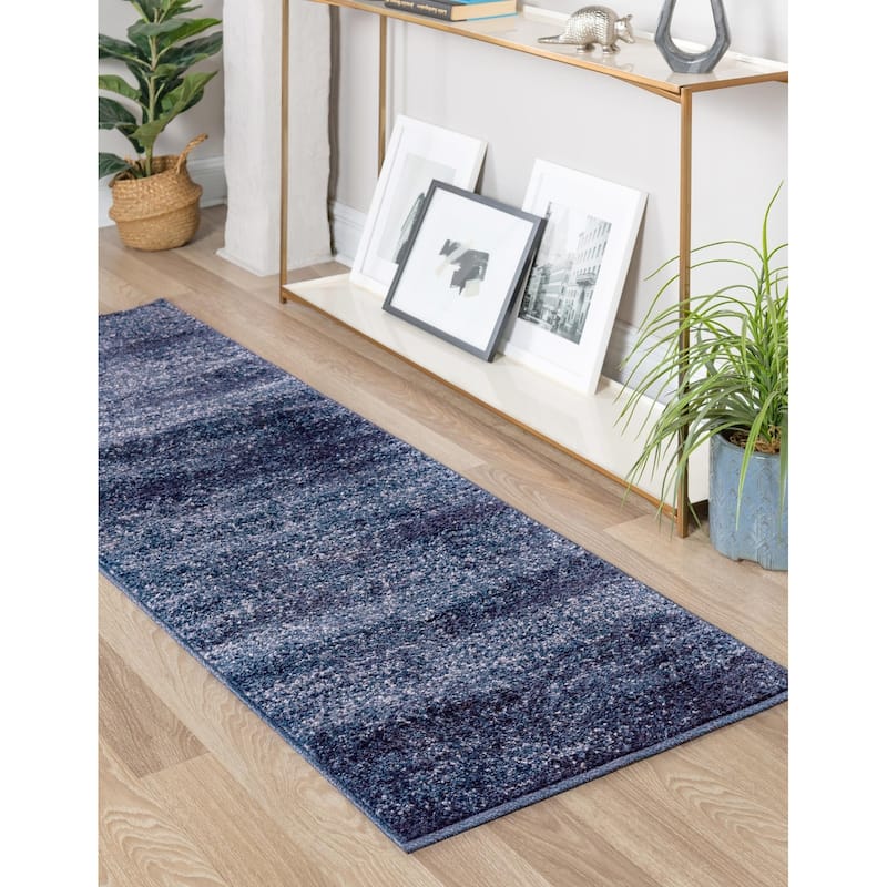 Contemporary Weby Collection Area Rug - 2'x6' - Navy Blue