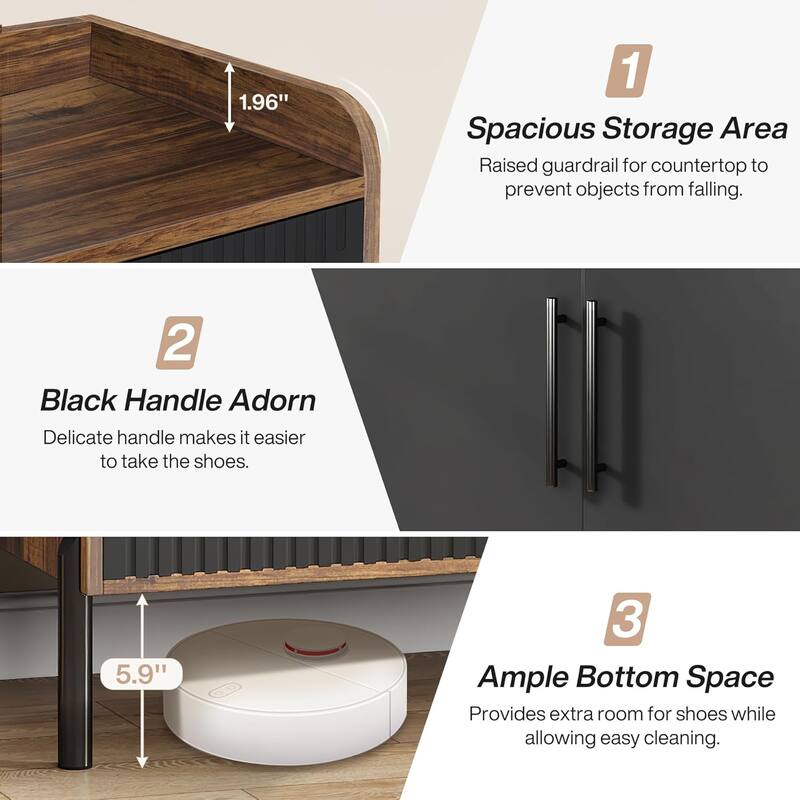 Modern 6-Tier Shoe Cabinet with Adjustable Shelves and 2 Doors for Hallway Entryway Storage - 35.43”L x 13.78”W x 42.52”H