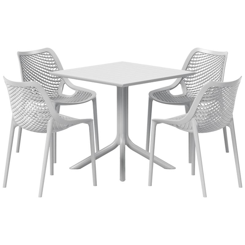 Frond and Form 4-Person Outdoor Square Dining Set - Gray