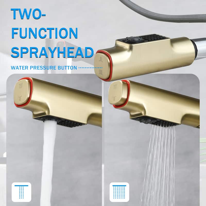 Pull-Down Vessel Faucet - Single Hole Bathroom Sink Faucet with Lift Spout & Dual Spray Modes​