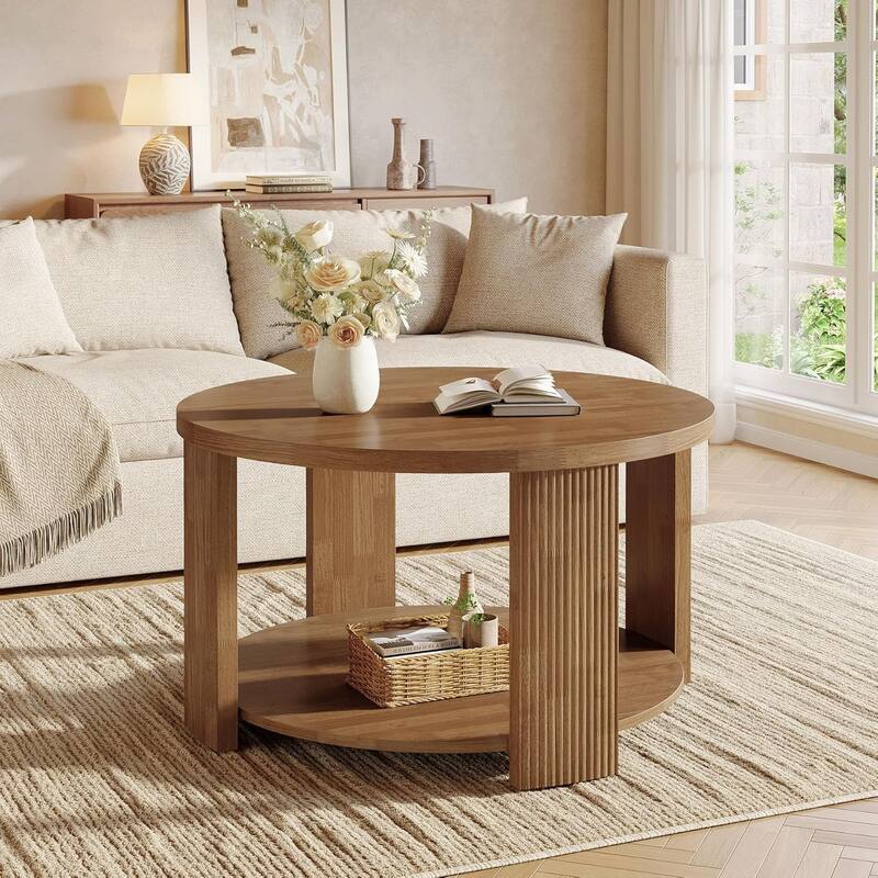 2-Tier Round Coffee Table for Living Room