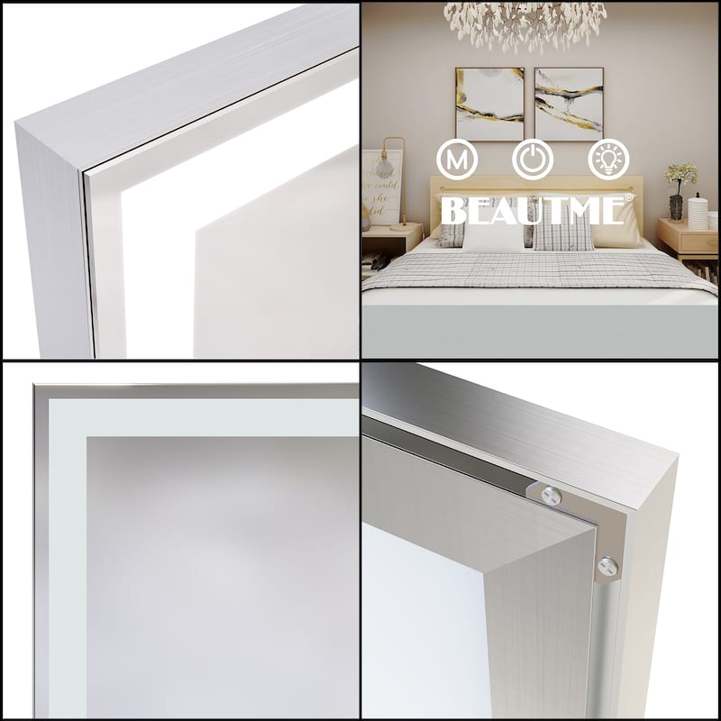 Rectangular Framed Wall Mounted LED Bathroom Vanity Mirror - 32" X 72"