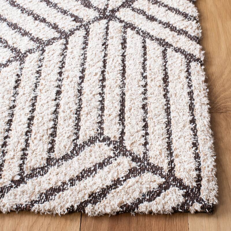SAFAVIEH Hand-Woven Classic Vintage Kyna Geometric Cotton Rug - 6' Square - Natural/Ivory
