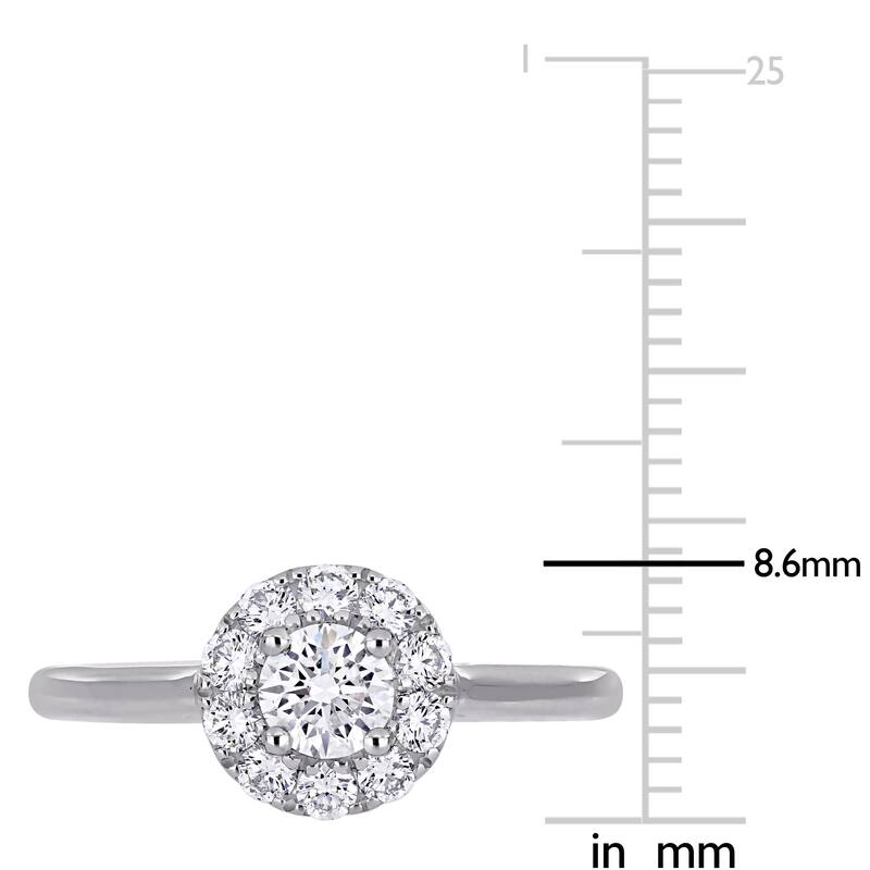 Miadora 3/4ct TDW Lab Grown Diamond Halo Engagement Ring 14k White Gold