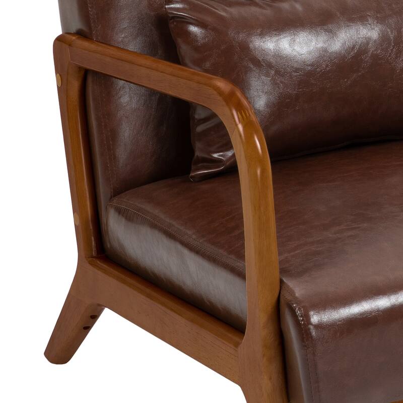 Mid Century Solid Wood Upholstered Accent Chair